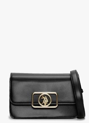 Маленька чорна сумка через плече berkley з переднім клапаном polo assn