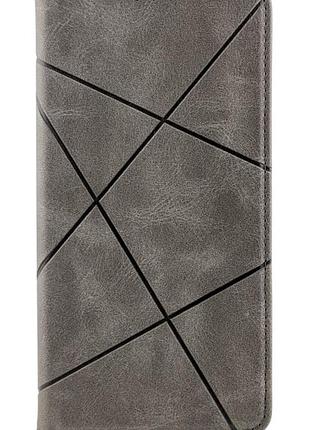Чехол книжка business leather для xiaomi redmi note 13 4g на магните с подставкой серый