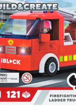 Конструктор iblock junior kids hits build & create firefighting ladder truck