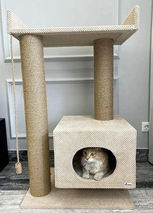 Когтеточка игровой комплекс с домиком 100х60х40 см дряпка для кота