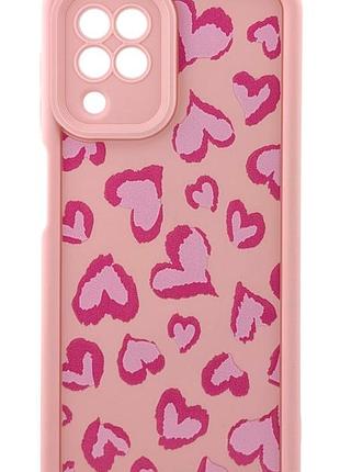 Чехол shock case print для samsung galaxy a22 / a225 бампер силиконовый светло-розовый с рисунком сердца