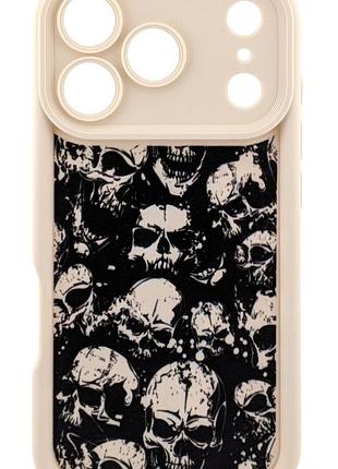 Чехол shock case print для apple iphone 17 pro бампер силиконовый цвет бежевый с рисунком черепа