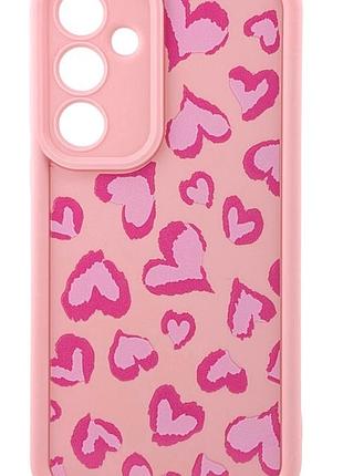 Чехол shock case print для samsung galaxy a35 / a356 бампер силиконовый светло-розовый с рисунком сердца
