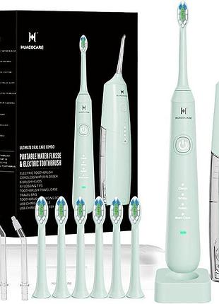 Система ухода за полостью рта 2-в-1 huaco care (ирригатор + ультразвуковая щетка) - light green