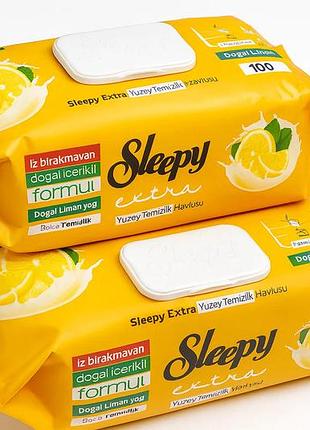 Влажные салфетки для уборки sleepyclean lemon, 100 шт