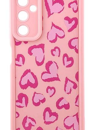 Чехол shock case print для samsung galaxy a05s / a057 бампер силиконовый светло-розовый c рисунком сердца