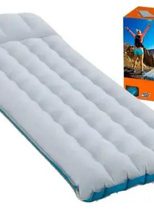 Матрас надувной для кемпинга, intex 67997 camping, с подголовником 67х184х13 см, цвет серый, для путешествий и отдыха