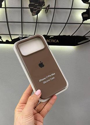 Silicone case чохол з мікрофіброю для iphone 17 pro max,чохол-бамбер для айфон 17 про макс (коричневий)