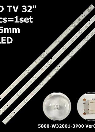 Led підсвітка tv 32" inch 605mm 7-led 5800-w32001-3p00 lc320dxj-sfa2 rdl320hy 32d3503v1w7c1b60617m 3шт.