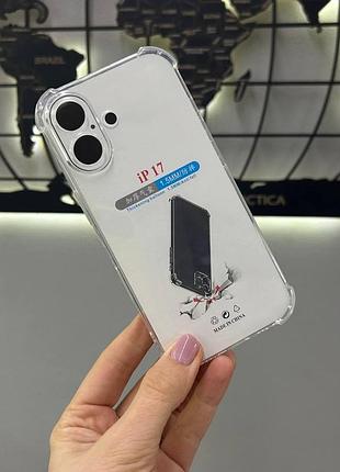 Прозрачный силиконовый чехол для iphone 17,противоударный чехол на айфон 17 с бортиками