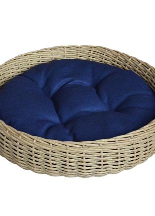 Лежанка (лежак) для кошек и собак из ротанга ручной работы. спальное место xl светлое дерево