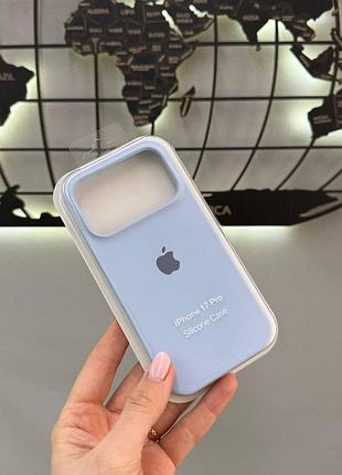 Silicone case чехол с микрофиброй для iphone 17 pro,чехол-бампер для айфон 17 про (голубой)