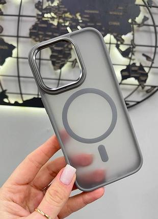 Чохол matte magsafe iphone 16 pro,чохол прозорий з магсейфом для телефону айфон 16 про колір: сірий