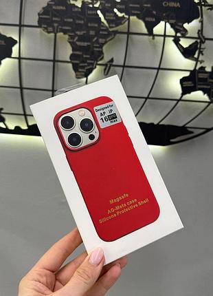 Silicone case чехол с микрофиброй для iphone 16 pro max, чехол-бампер для айфон 16 про макс (красный)