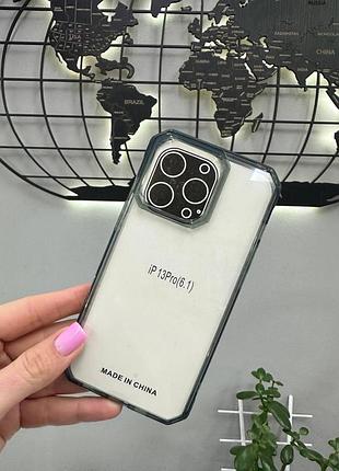 Прозорий чохол для iphone 13 pro octagon crystal case, ударостійкий чохол iphone 13 pro (колір: сірий)