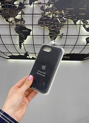 Чехол silicone case с микрофиброй для iphone 16e, чехол-бампер с микрофиброй для айфон 16е (черный)