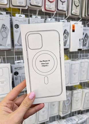 Прозорий чохол для iphone 14 з magsafe та закритою камерою, магнітний чохол з захистом камери iphone 14