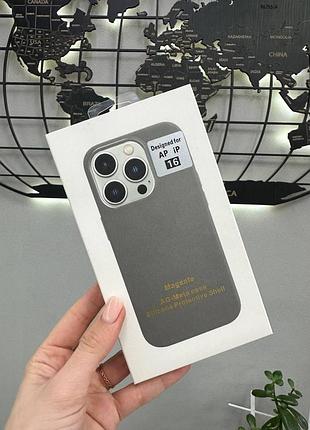 Чохол з мікрофіброю для iphone 16 silicone case metal buttons, чохол на айфон 16 з хромованими вставками сірий