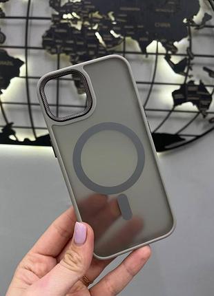 Чехол-накладка matte magsafe iphone 15,чехол прозрачный с магсейфом для телефона айфон 15