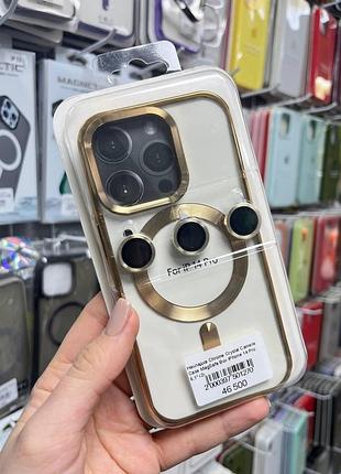 Силіконовий чохол із закритою камерою magsafe iphone 14 pro,чохол із підтримкою magsafe для айфон 14 про (золото)
