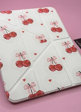 Чехол книжка smart case ipad 10 2022 11 2025 (10.9) (a16) с рисунком бантики-цветочки прозрачный слот отдел под apple pencil оригами вишенки