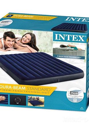 Надувной матрас intex 183*203*25 см 2-х местный с ремкомплектом