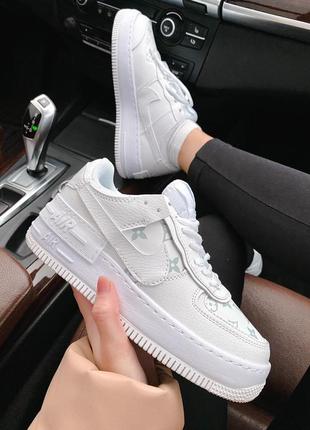 Женские кроссовки nike & lv air force 1 shadow white1 фото