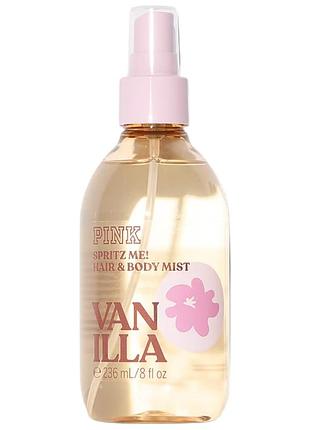Спрей для волос и тела pink victoria’s secret vanilla hair & body mist 236 мл