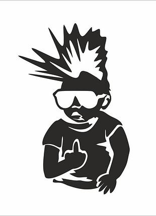 Наклейка «baby on board punk» 10х15см, черный