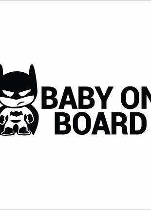 Наклейка «baby on board batman» ,7х15см черный