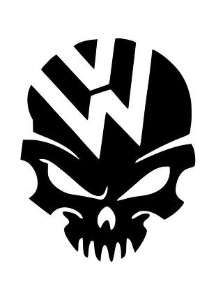 Наклейка череп volkswagen черный, 60х54 см