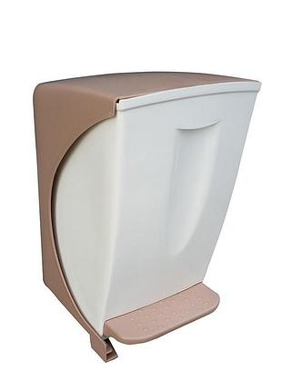 Контейнер для мусора bauletto 6.5л бело-коричневый, пластиковый, 19x25x30.6 см, с крышкой