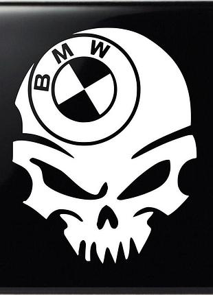 Наклейка череп bmw белый, 30х27 см