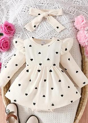 Боди - платье для ребенка размер 74 на 6-9 месяцев и 80-86 на 1- 1,6 лет ( 12-18 месяцев)