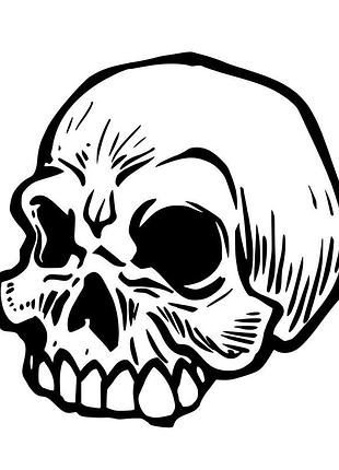 Наклейка череп черный, 45х44 см