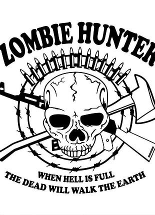 Наклейка охотник на зомби - zombie hunter черный, 45х45 см