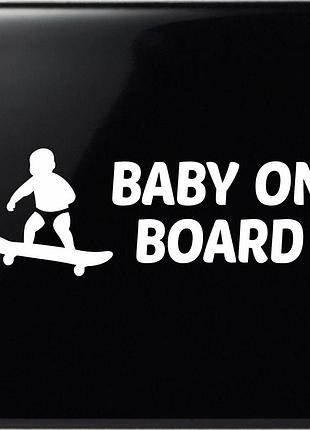 Наклейка baby on board 6х15см, белый