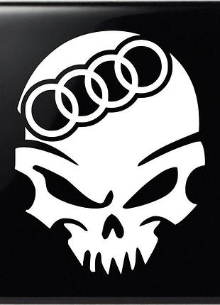 Наклейка череп audi белый, 15х14 см