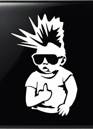 Наклейка «baby on board punk» 20х13см, белый