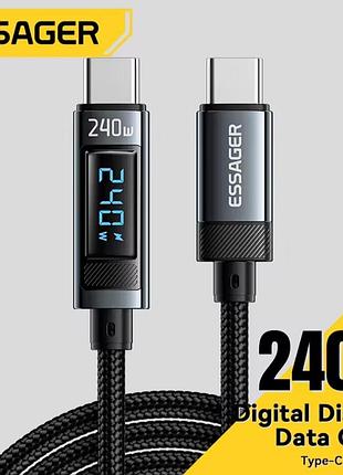 Кабель для зарядки телефона с индикацией toocki pd3.1 240w 5a.usb type c - usb type c 200 см