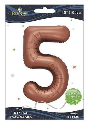 Кулька фольгована цифра 40 (100 см) 5 коричнева тм pelican