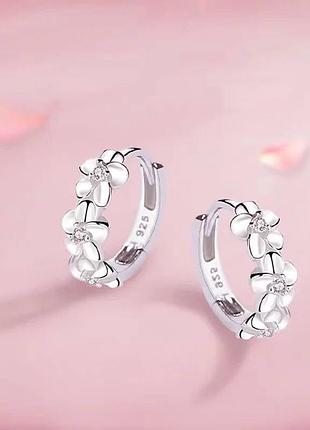 Серебряные сережки «flower» / классические / индия