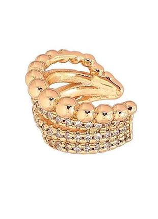 Сережки моно-кафа позолота 18k «декоративний візерунок з кришталевими доріжками» 290832 тм xuping