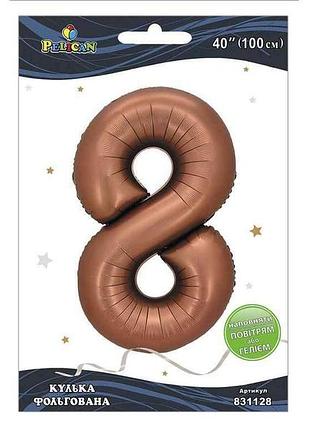 Кулька фольгована цифра 40 (100 см) 8 коричнева тм pelican