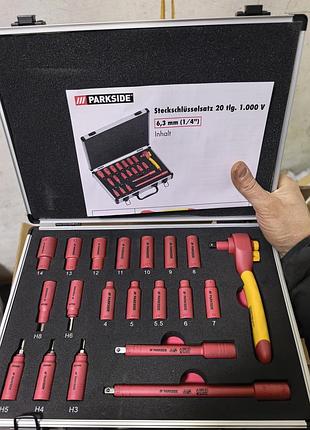 Набор изолированных торцевых ключей с трещоткой 1/4" parkside 1000v