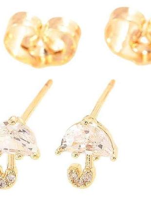 Серьги позолота 18k пусеты «кришталловые зонты» 271762 тм xuping