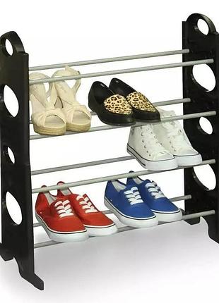Полка стойка для обуви shoe rack 4 полки, металлическая, прочная и компактная для дома