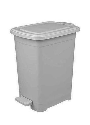 Смітник з педаллю slim прямокутний сірий 25л тм elif plastik