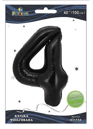 Кулька фольгована цифра 40 (100 см) 4 чорна тм pelican