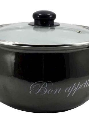 Кастрюля глубокая 3,1л d=18 bon appetit черный (т)2234a 00079445 тм interos